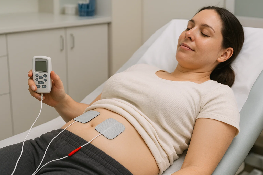 what is the role of tens in postpartum pelvic floor rehabilitation?